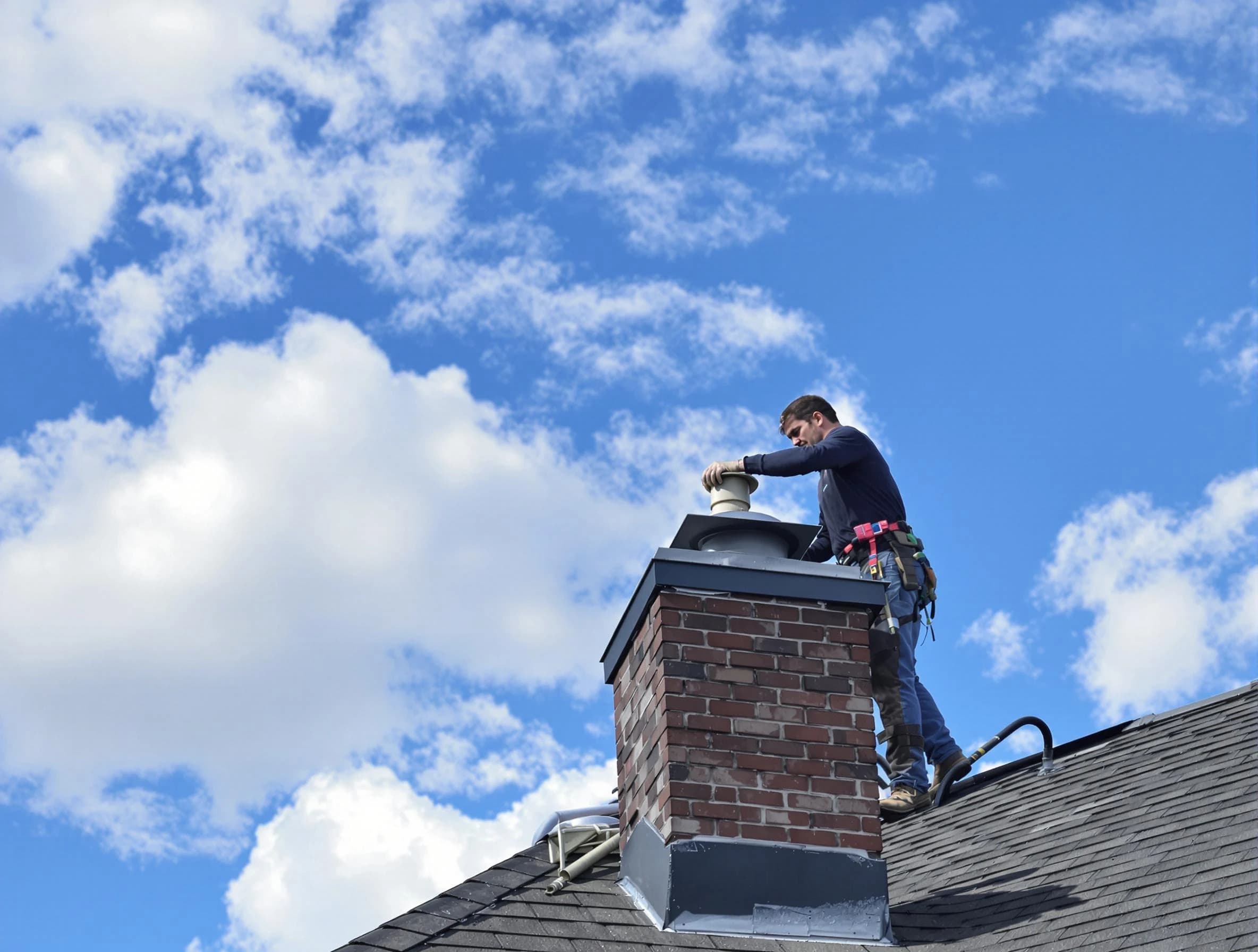 Marshfield Chimney Sweep installing a sturdy chimney cap in Marshfield, MA