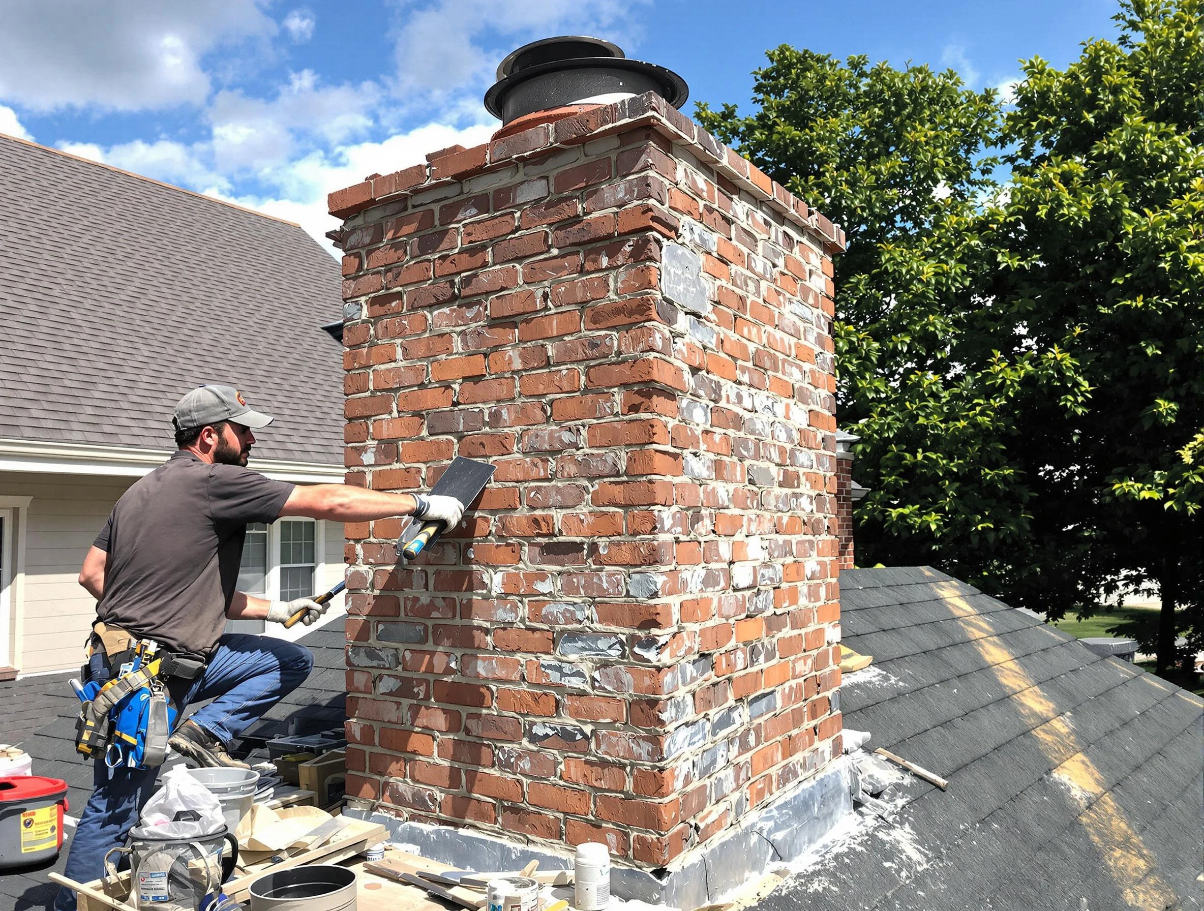 Completed chimney rebuild by Marshfield Chimney Sweep in Marshfield, MA