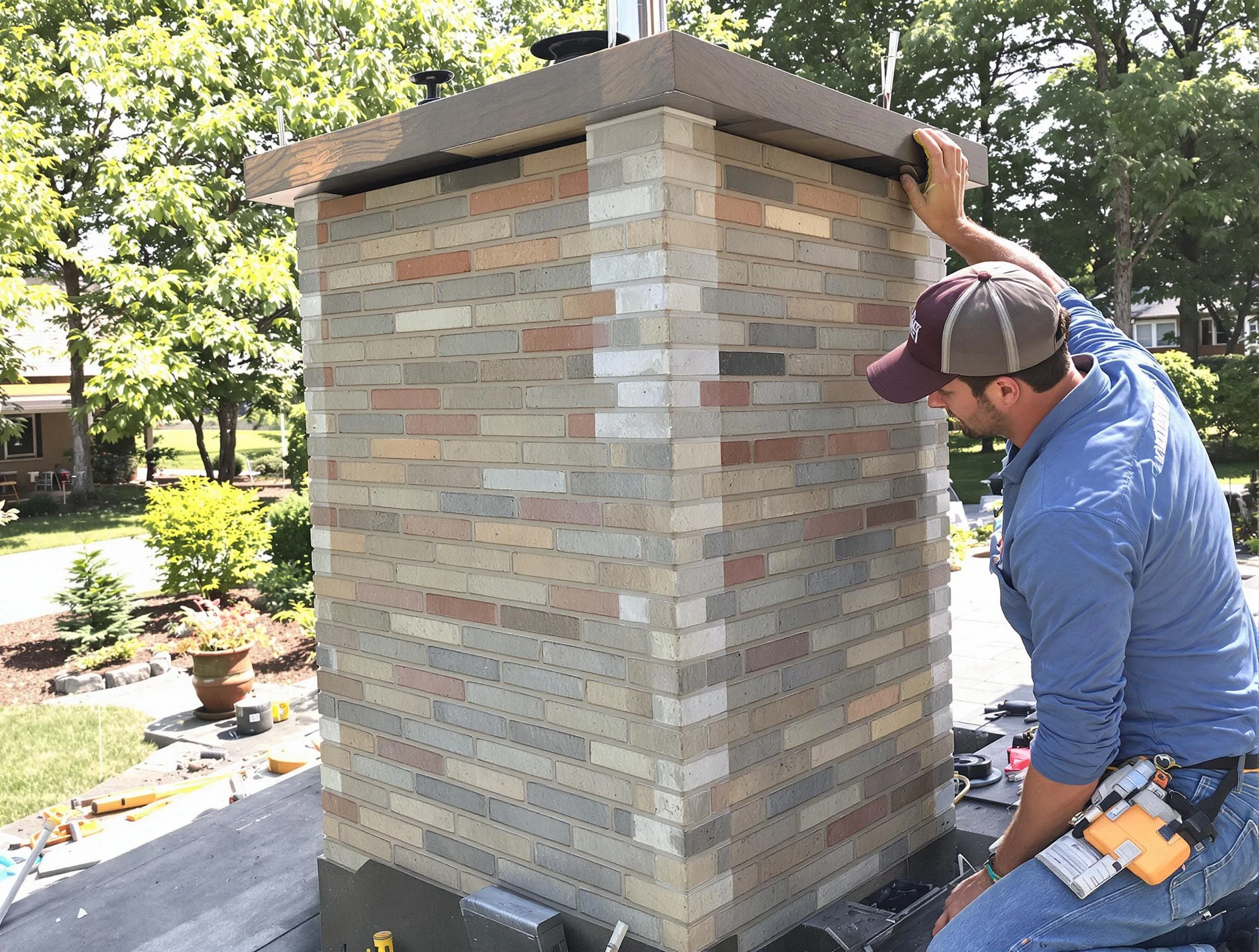 Marshfield Chimney Sweep completing a modern chimney remodel in Marshfield, MA