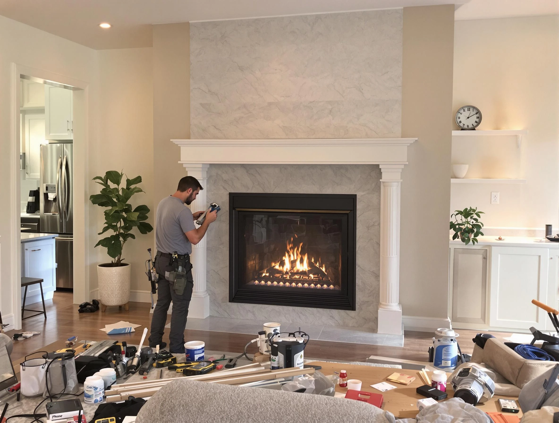 Newly installed fireplace by Marshfield Chimney Sweep in Marshfield, MA