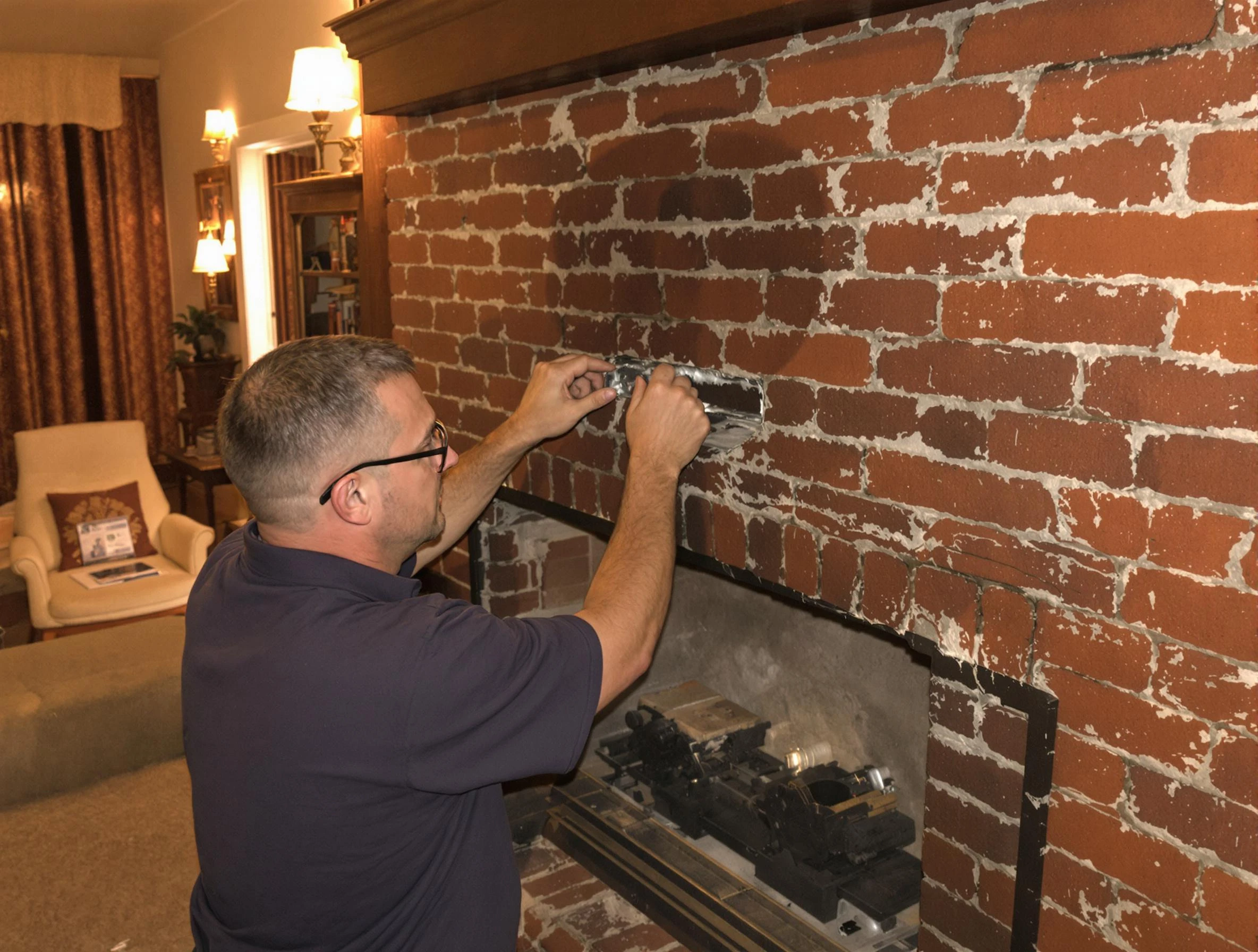 Marshfield Chimney Sweep expert fixing a fireplace in Marshfield, MA